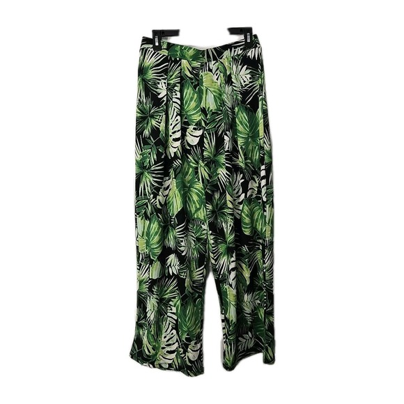 Philosophy Pants - PHILOSOPHY Wide Leg Floral PALM TROPICAL Pull On Pants PLEATED Women's Medium